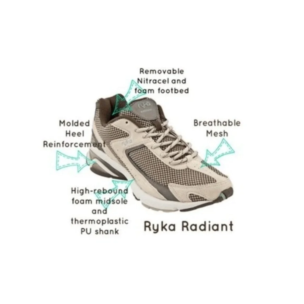 Ryka Radiant Ortholite Nitracel Fitness Walking Shoes Sneakers Brown Tan Leather